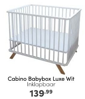 Aanbiedingen Cabino babybox luxe wit inklapbaar - Cabino - Geldig van 14/05/2023 tot 20/05/2023 bij Baby & Tiener Megastore
