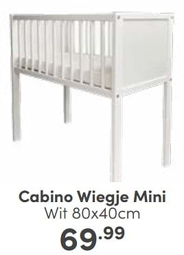 Aanbiedingen Cabino wiegje mini wit - Cabino - Geldig van 14/05/2023 tot 20/05/2023 bij Baby & Tiener Megastore