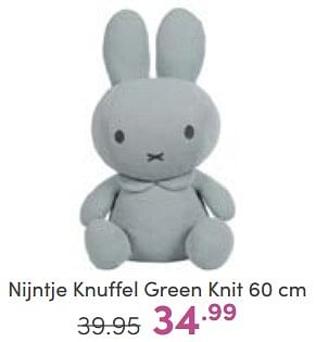 Aanbiedingen Nijntje knuffel green knit - Nijntje - Geldig van 14/05/2023 tot 20/05/2023 bij Baby & Tiener Megastore