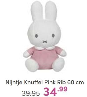 Aanbiedingen Nijntje knuffel pink rib - Nijntje - Geldig van 14/05/2023 tot 20/05/2023 bij Baby & Tiener Megastore