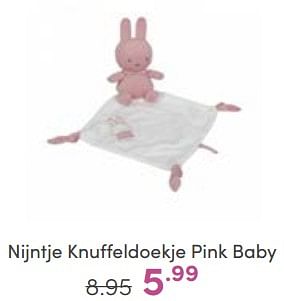Aanbiedingen Nijntje knuffeldoekje pink baby - Nijntje - Geldig van 14/05/2023 tot 20/05/2023 bij Baby & Tiener Megastore
