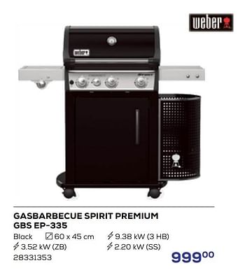 Aanbiedingen Gasbarbecue spirit premium gbs ep-335 - Weber - Geldig van 19/05/2023 tot 16/06/2023 bij Supra Bazar