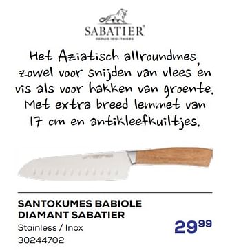 Aanbiedingen Santokumes babiole diamant sabatier - Sabatier - Geldig van 19/05/2023 tot 16/06/2023 bij Supra Bazar