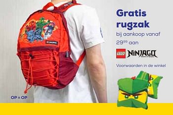 Aanbiedingen Gratis rugzak bij aankoop vanaf 29.99 aan lego ninjago - Lego - Geldig van 19/05/2023 tot 16/06/2023 bij Supra Bazar