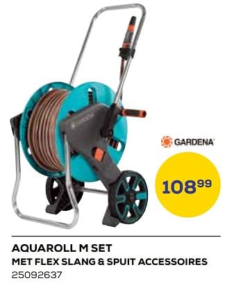 Aanbiedingen Aquaroll m set met flex slang + spuit accessoires - Gardena - Geldig van 19/05/2023 tot 16/06/2023 bij Supra Bazar