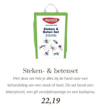 Aanbiedingen Steken- + betenset - Heltiq - Geldig van 16/05/2023 tot 29/05/2023 bij Babypark