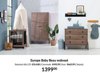 Aanbiedingen Europe baby beau walnoot - Europe baby - Geldig van 13/05/2023 tot 12/06/2023 bij Babypark