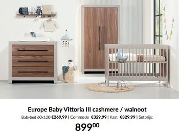 Aanbiedingen Europe baby vittoria iii cashmere - walnoot - Europe baby - Geldig van 13/05/2023 tot 12/06/2023 bij Babypark