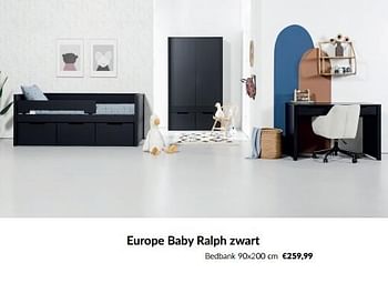 Aanbiedingen Europe baby ralph zwart bedbank - Europe baby - Geldig van 13/05/2023 tot 12/06/2023 bij Babypark