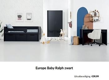 Aanbiedingen Europe baby ralph zwart uitvalbeveiliging - Europe baby - Geldig van 13/05/2023 tot 12/06/2023 bij Babypark