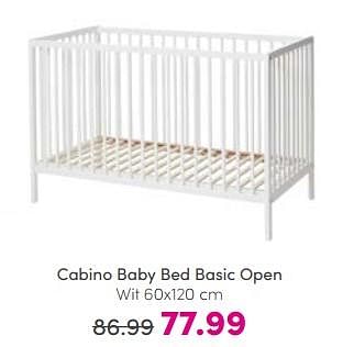 Aanbiedingen Cabino baby bed basic open wit - Cabino - Geldig van 21/05/2023 tot 31/05/2023 bij Baby & Tiener Megastore