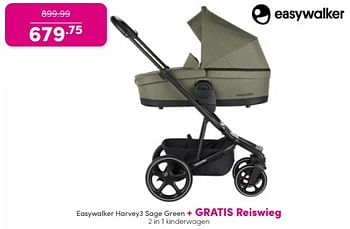 Aanbiedingen Easywalker harvey3 sage green + gratis reiswieg 2 in 1 kinderwagen - Easywalker - Geldig van 21/05/2023 tot 31/05/2023 bij Baby & Tiener Megastore