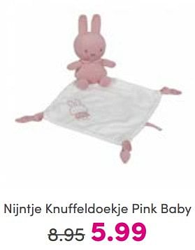 Aanbiedingen Nijntje knuffeldoekje pink baby - Nijntje - Geldig van 21/05/2023 tot 31/05/2023 bij Baby & Tiener Megastore