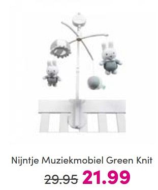 Aanbiedingen Nijntje muziekmobiel green knit - Nijntje - Geldig van 21/05/2023 tot 31/05/2023 bij Baby & Tiener Megastore