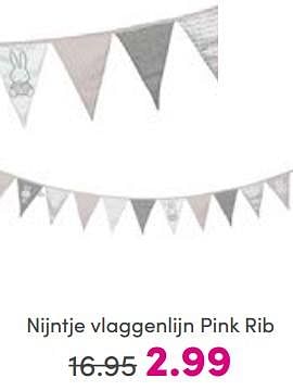 Aanbiedingen Nijntje vlaggenlijn pink rib - Nijntje - Geldig van 21/05/2023 tot 31/05/2023 bij Baby & Tiener Megastore