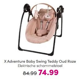 Aanbiedingen X adventure baby swing teddy oud roze elektrische schommelstoel - Xadventure - Geldig van 21/05/2023 tot 31/05/2023 bij Baby & Tiener Megastore