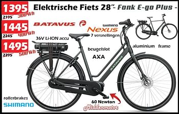 Aanbiedingen Elektrische fiets 28`` - fonk e-go plus - Batavus - Geldig van 27/04/2023 tot 28/05/2023 bij Itek