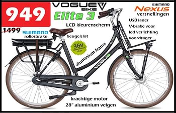Aanbiedingen Vogue bike elite 3 - Vogue Bike - Geldig van 27/04/2023 tot 28/05/2023 bij Itek