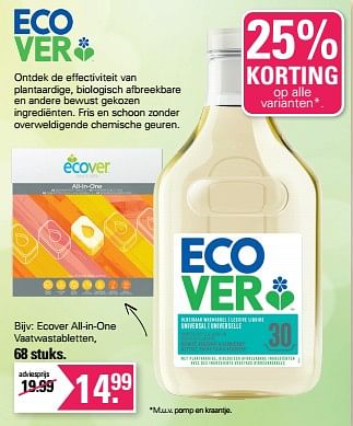 Aanbiedingen Ecover all-in-one vaatwastabletten - Ecover - Geldig van 17/05/2023 tot 03/06/2023 bij De Online Drogist