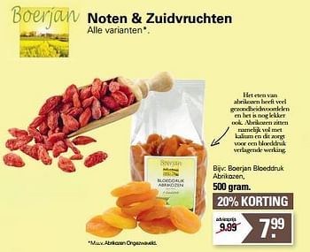 Aanbiedingen Boerjan bloeddruk abrikozen - Boerjan - Geldig van 17/05/2023 tot 03/06/2023 bij De Online Drogist