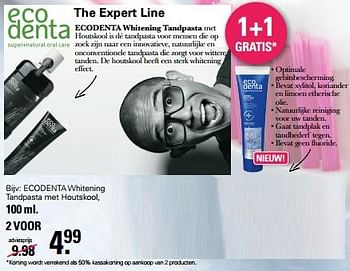 Aanbiedingen Ecodenta whitening tandpasta met houtskool - Ecodenta - Geldig van 17/05/2023 tot 03/06/2023 bij De Online Drogist