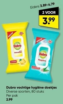 Aanbiedingen Dubro vochtige hygiene doekjes - dubro - Geldig van 22/05/2023 tot 04/06/2023 bij Big Bazar