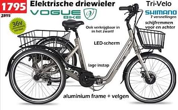 Aanbiedingen Elektrische driewieler - Vogue Bike - Geldig van 29/05/2023 tot 30/06/2023 bij Itek