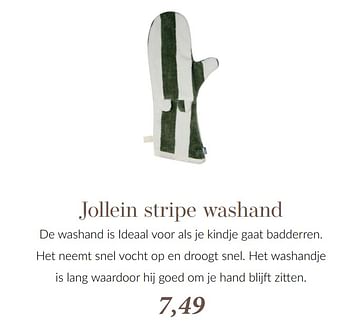 Aanbiedingen Jollein stripe washand - Jollein - Geldig van 31/05/2023 tot 19/06/2023 bij Babypark