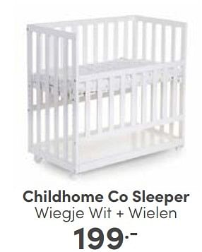 Aanbiedingen Childhome co sleeper wiegje wit + wielen - Childhome - Geldig van 04/06/2023 tot 10/06/2023 bij Baby & Tiener Megastore