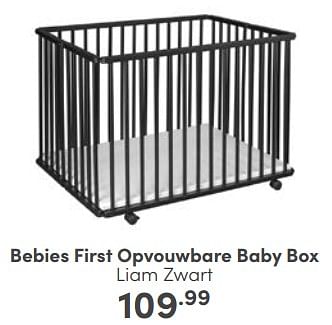 Aanbiedingen Bebies first opvouwbare baby box liam zwart - bebiesfirst - Geldig van 04/06/2023 tot 10/06/2023 bij Baby & Tiener Megastore
