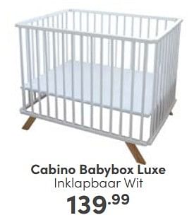 Aanbiedingen Cabino babybox luxe inklapbaar wit - Cabino - Geldig van 04/06/2023 tot 10/06/2023 bij Baby & Tiener Megastore