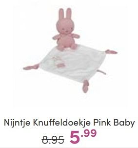 Aanbiedingen Nijntje knuffeldoekje pink baby - Nijntje - Geldig van 04/06/2023 tot 10/06/2023 bij Baby & Tiener Megastore