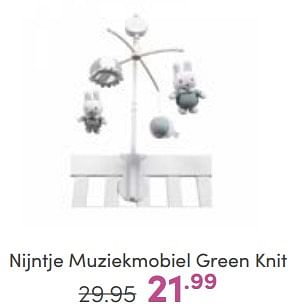 Aanbiedingen Nijntje muziekmobiel green knit - Nijntje - Geldig van 04/06/2023 tot 10/06/2023 bij Baby & Tiener Megastore