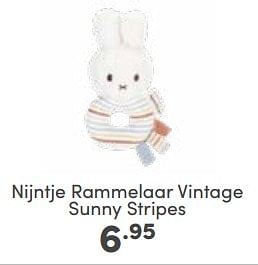 Aanbiedingen Nijntje rammelaar vintage sunny stripes - Nijntje - Geldig van 04/06/2023 tot 10/06/2023 bij Baby & Tiener Megastore