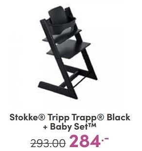 Aanbiedingen Stokke tripp trapp black + baby set - Stokke - Geldig van 04/06/2023 tot 10/06/2023 bij Baby & Tiener Megastore