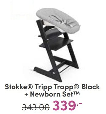 Aanbiedingen Stokke tripp trapp black + newborn set - Stokke - Geldig van 04/06/2023 tot 10/06/2023 bij Baby & Tiener Megastore