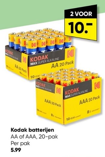 Aanbiedingen Kodak batterijen aa of aaa - Kodak - Geldig van 05/06/2023 tot 18/06/2023 bij Big Bazar