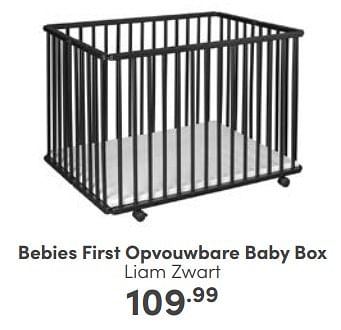 Aanbiedingen Bebies first opvouwbare baby box liam zwart - bebiesfirst - Geldig van 11/06/2023 tot 17/06/2023 bij Baby & Tiener Megastore