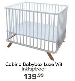 Aanbiedingen Cabino babybox luxe wit inklapbaar - Cabino - Geldig van 11/06/2023 tot 17/06/2023 bij Baby & Tiener Megastore