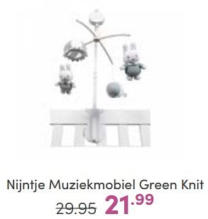 Aanbiedingen Nijntje muziekmobiel green knit - Nijntje - Geldig van 11/06/2023 tot 17/06/2023 bij Baby & Tiener Megastore