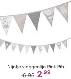 Aanbiedingen Nijntje vlaggenlijn pink rib - Nijntje - Geldig van 11/06/2023 tot 17/06/2023 bij Baby & Tiener Megastore