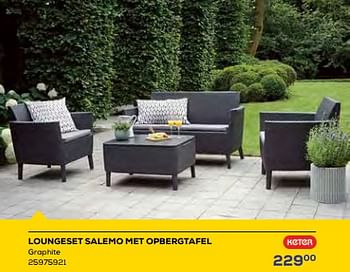 Aanbiedingen Loungeset salemo met opbergtafel - Keter - Geldig van 15/06/2023 tot 20/07/2023 bij Supra Bazar