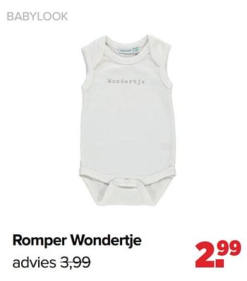 Aanbiedingen Romper wondertje - Baby look - Geldig van 05/06/2023 tot 01/07/2023 bij Baby-Dump