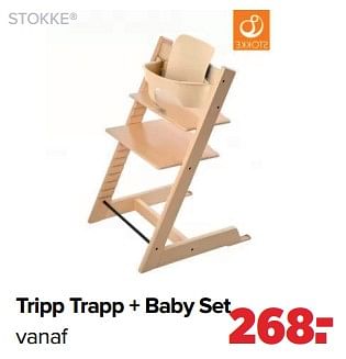 Aanbiedingen Stokke tripp trapp + baby set - Stokke - Geldig van 05/06/2023 tot 01/07/2023 bij Baby-Dump