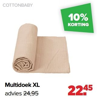 Aanbiedingen Cottonbaby multidoek xl - Cottonbaby  - Geldig van 05/06/2023 tot 01/07/2023 bij Baby-Dump