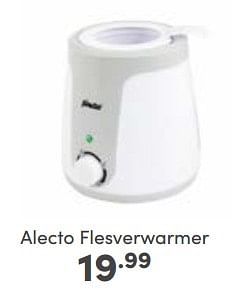 Aanbiedingen Alecto flesverwarmer - Alecto - Geldig van 18/06/2023 tot 24/06/2023 bij Baby & Tiener Megastore