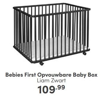 Aanbiedingen Bebies first opvouwbare baby box liam zwart - bebiesfirst - Geldig van 18/06/2023 tot 24/06/2023 bij Baby & Tiener Megastore