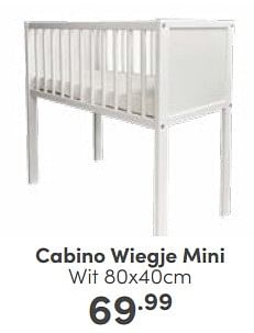 Aanbiedingen Cabino wiegje mini wit - Cabino - Geldig van 18/06/2023 tot 24/06/2023 bij Baby & Tiener Megastore
