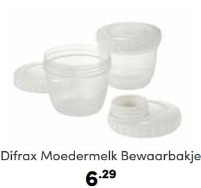 Aanbiedingen Difrax moedermelk bewaarbakje - Difrax - Geldig van 18/06/2023 tot 24/06/2023 bij Baby & Tiener Megastore