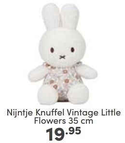 Aanbiedingen Nijntje knuffel vintage little flowers - Nijntje - Geldig van 18/06/2023 tot 24/06/2023 bij Baby & Tiener Megastore